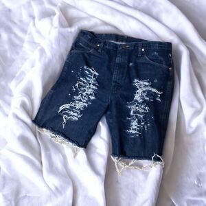Wrangler Mens Vintage Custom Distressed & Reworked Jean Shorts